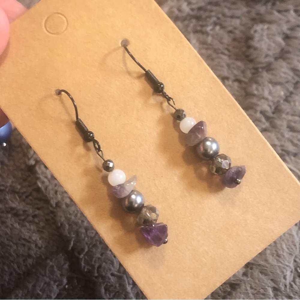 Handcrafted genuine stone elegant dangle earrings